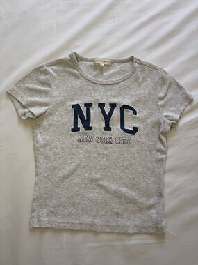 NYC Cropped Tee Gray Ribbed 🗽 Casual Chic
